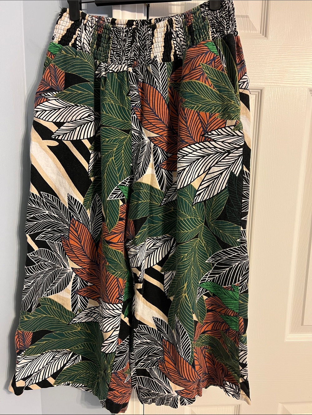 Tahari Leaf-Print Maxi Skirt in Green, Rust & Black